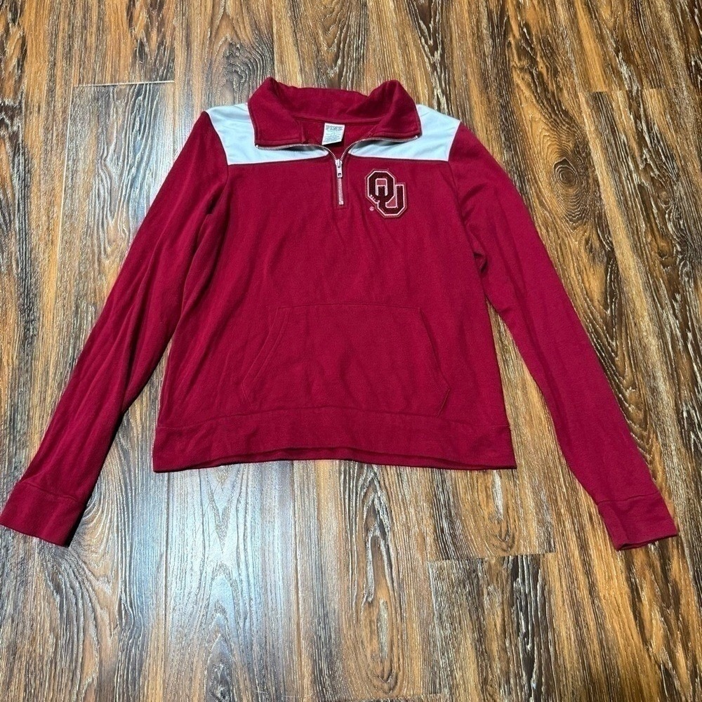 PINK Victoria's Secret Women's Size S Oklahoma OU 1/4 Zip Pullover Sweatshirt